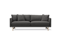 scandinavian black sofa with oak legs and dark grey fabric by fredericia furniture 