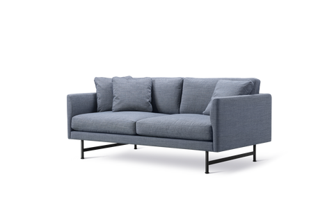 scandinavian sofa with blue fabric and black metal legs by fredericia furniture 