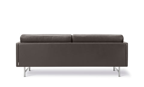 scandinavian sofa with brown leather and chrome frame by fredericia furniture 