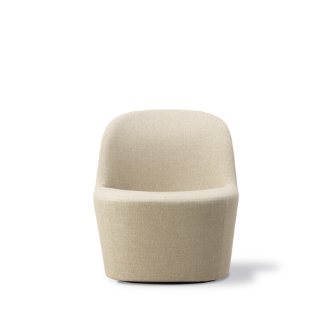 Front view of beige Gomo Lounge Chair on a swivel base, studio cutout.