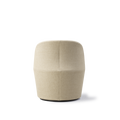 Rear view of beige Gomo Lounge Chair on a swivel base, studio cutout.