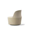 Side profile of beige Gomo Lounge Chair on a swivel base, studio cutout.