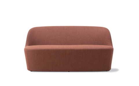 Fredericia Gomo Sofa two seater front view in textured terracotta fabric