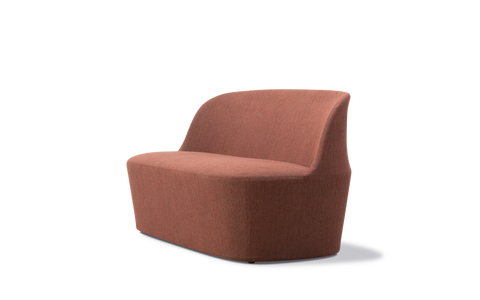 Fredericia Gomo Sofa two seater angled view in textured terracotta fabric