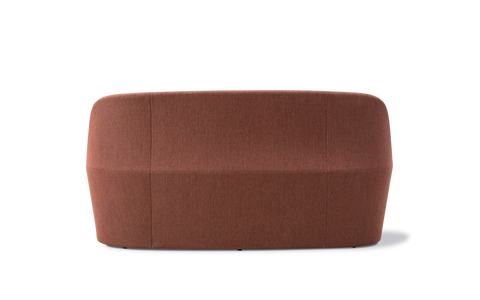 Fredericia Gomo Sofa rear view showing curved back in textured terracotta fabric