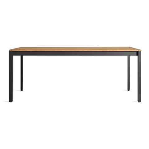 Hold Tight 76" Outdoor Dining Table by Blu Dot in Teak / Carbon, front view