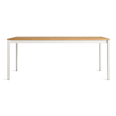 Hold Tight 76" Outdoor Dining Table by Blu Dot in Teak / White, front view