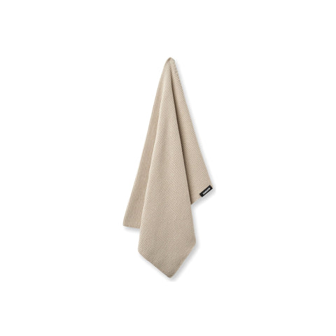 Humdakin Knitted Kitchen Towel, Light Stone, organic cotton tea towel, hanging from one corner on white background