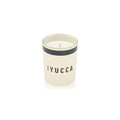 Humdakin Scented Candle, Yucca, scented candle in a glass, cream glass with black band and Yucca label on white background