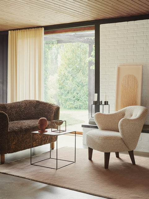 Audo Copenhagen Mingle Sofa, Sheepskin in a styled interior