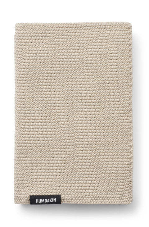 Humdakin Knitted Kitchen Towel, Light Stone, organic cotton tea towel, folded flat showing the knit texture on white background