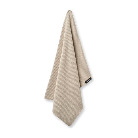 Humdakin Knitted Kitchen Towel, Light Stone, organic cotton tea towel, hanging from one corner on white background