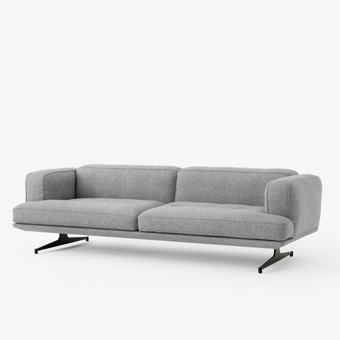 Inland AV23 3 seater sofa by &Tradition in Hallingdal 130 grey fabric, angled side view