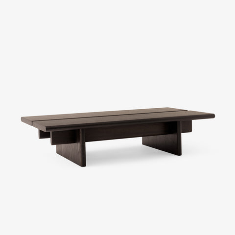 Ita OS3 Coffee Table by &Tradition in dark stained oak with wide plank tabletop and sculptural solid wood base.