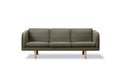JG Sofa 3 seater in Fiord 961 olive fabric with solid oak legs, front view, Scandinavian modern by Fredericia