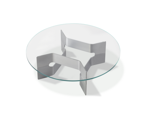 Fredericia JG Coffee Table round glass top with brushed aluminum base product view