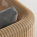 Loophole Outdoor Lounge Chair by Blu Dot, all-weather rattan weave and Toohey Charcoal cushion detail