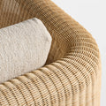 Loophole Outdoor Lounge Chair by Blu Dot, all-weather rattan weave and Sunbrella Stucco cushion detail