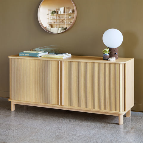 ledger sideboard in vintage oak designed by canadian furniture company gus modern