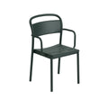 linear steel armchair by muuto in dark green