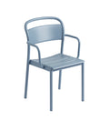 linear steel armchair by muuto in pale blue