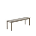 Muuto Linear Steel Bench 170 cm in taupe, minimalist Scandinavian steel bench for outdoor dining
