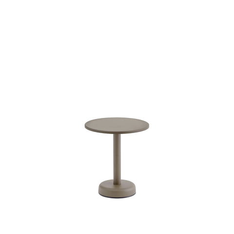 Muuto Linear Steel Coffee Table round 47 cm in taupe, Scandinavian outdoor side table