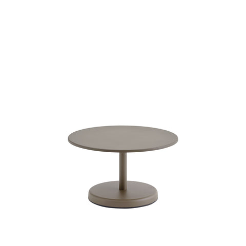 Muuto Linear Steel Coffee Table round 70 cm in taupe, modern Scandinavian outdoor coffee table
