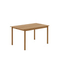 linear steel outdoor table by muuto in burnt orange