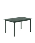 linear steel outdoor table by muuto in dark green