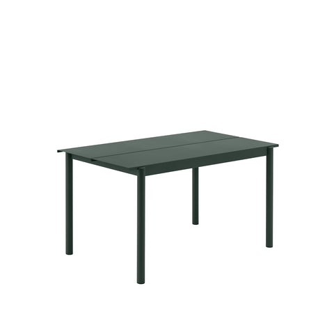 linear steel outdoor table by muuto in dark green