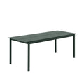 linear steel outdoor table by muuto in dark green