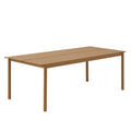 linear steel outdoor table by muuto in burnt orange