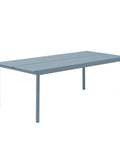 linear steel outdoor table by muuto in pale blue