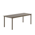 Muuto Linear Steel Table 200 cm in taupe, minimalist Scandinavian outdoor dining table