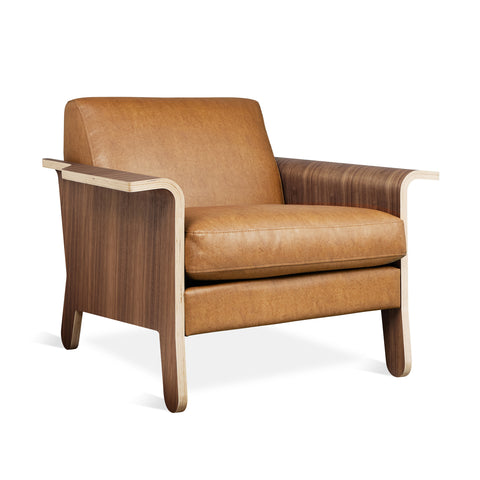 lodge chair by Gus* Modern in vegan apple skin leather cognac