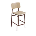 muuto loft counter stool in oak and deep red 