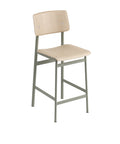 muuto loft counter stool in oak and dusty green 