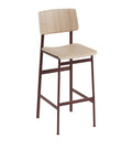 muuto loft bar stool deep red and oak 