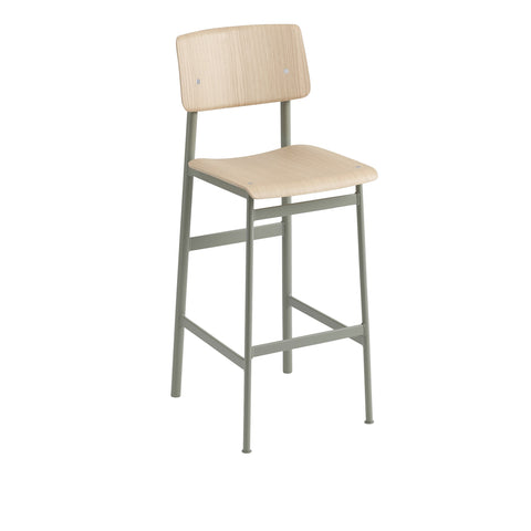 muuto loft bar stool dusty green and oak 