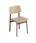 loft chair with oak shell and deep red base by muuto