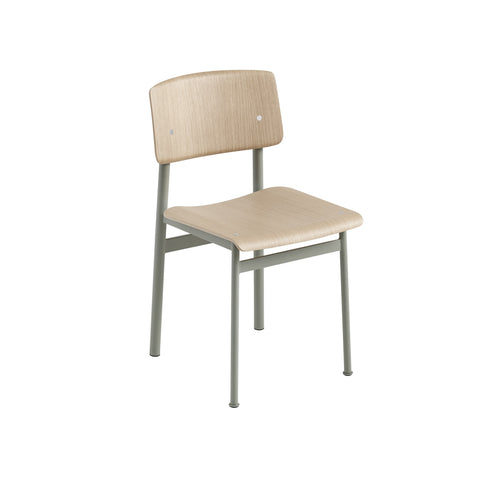 loft chair with oak shell and dusty green base by muuto