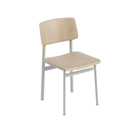 loft chair with oak shell and grey base by muuto