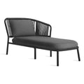 Mate Outdoor Sun Lounger by Blu Dot in Toohey Charcoal with all-weather rope back and Sunbrella cushion, side view