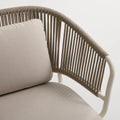 Mate Outdoor Sun Lounger by Blu Dot in Sunbrella Linen, all-weather rope back and Sunbrella cushion detail