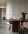 dark stained oak Androgyne Dining Table designed by Danielle Siggerud in a scandinavian style home for Audo Copenhagen