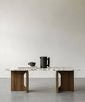 androgyne lounge table designed by Danielle Siggerud with wood base and marble top for audo copenhagen