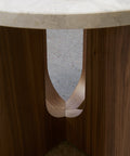 andryogyne side table in walnut base and marble top designed by Danielle Siggerud for audo copenhagen