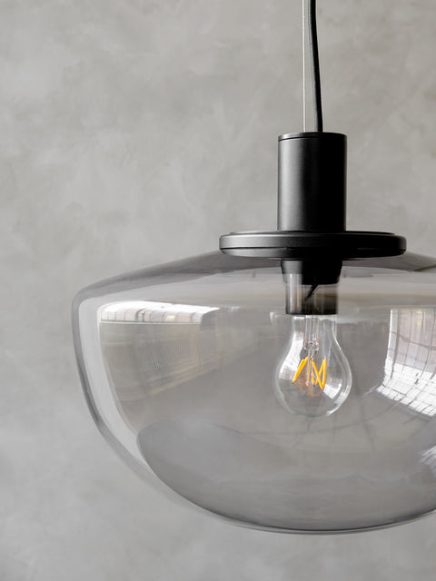 smoked glass ceiling light pendant designed by norm architects for audo copenhagen