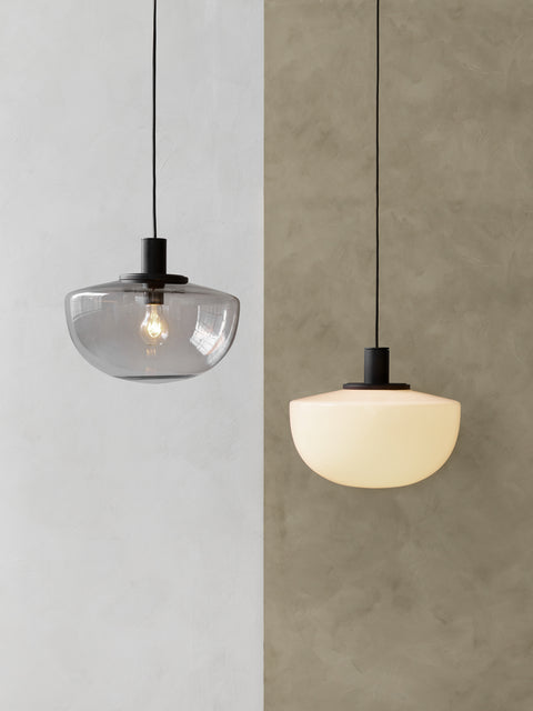 pair of ceiling light pendants designed by norm architects for audo copenhagen